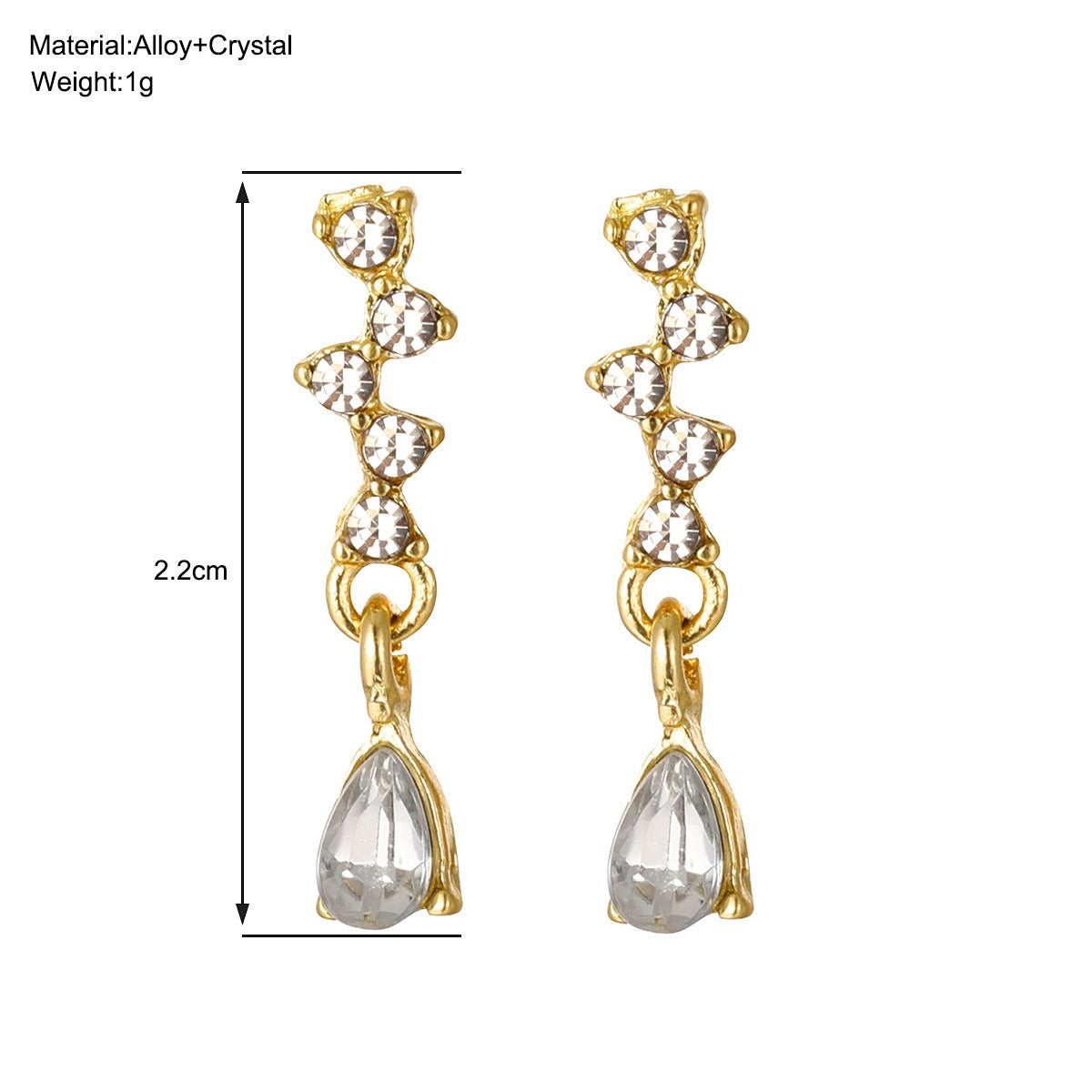 Hot selling diamond inlaid water drop zircon earrings for women's inset style, personalized and simple temperament, high-end feeling, small and exquisite earrings