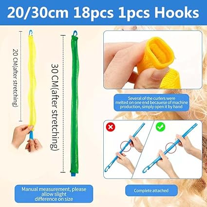 Magic Spiral Heatless Curlers Set – No Heat Hair Rollers for Long & Short Hair, 18-Pack | Heat-Free Curling Kit for Natural, Wavy, and Curly Hairstyles