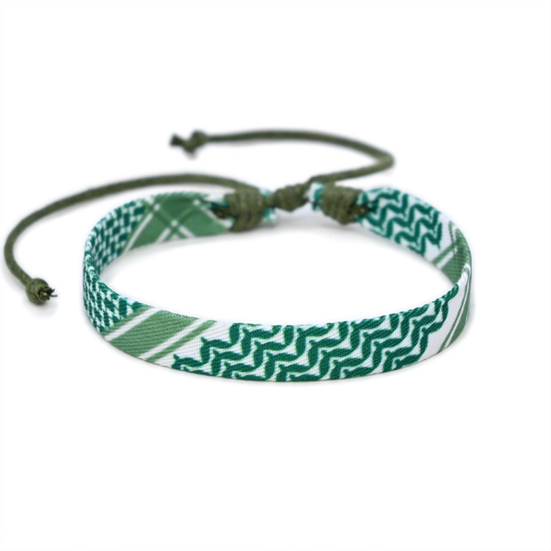 Arabic Headscarf Same Color Multi Color Ethnic Style Bracelet Original Handmade Weaving Fabric Bracelet