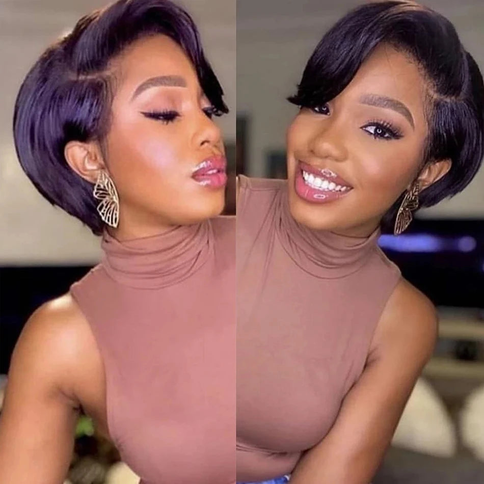 Short Bob Wig Pixie Cut Wig 13x1 T Part Lace Human Hair Wigs For Women Brazilian Remy Hair Straight Cheap Human Hair Wigs