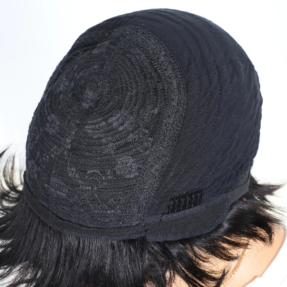 Short Pixie Cut 100% Human Hair Wigs For Women Brazilian Remy Hair Natural Dark Full Machine Made Daily Colored Bob Wig