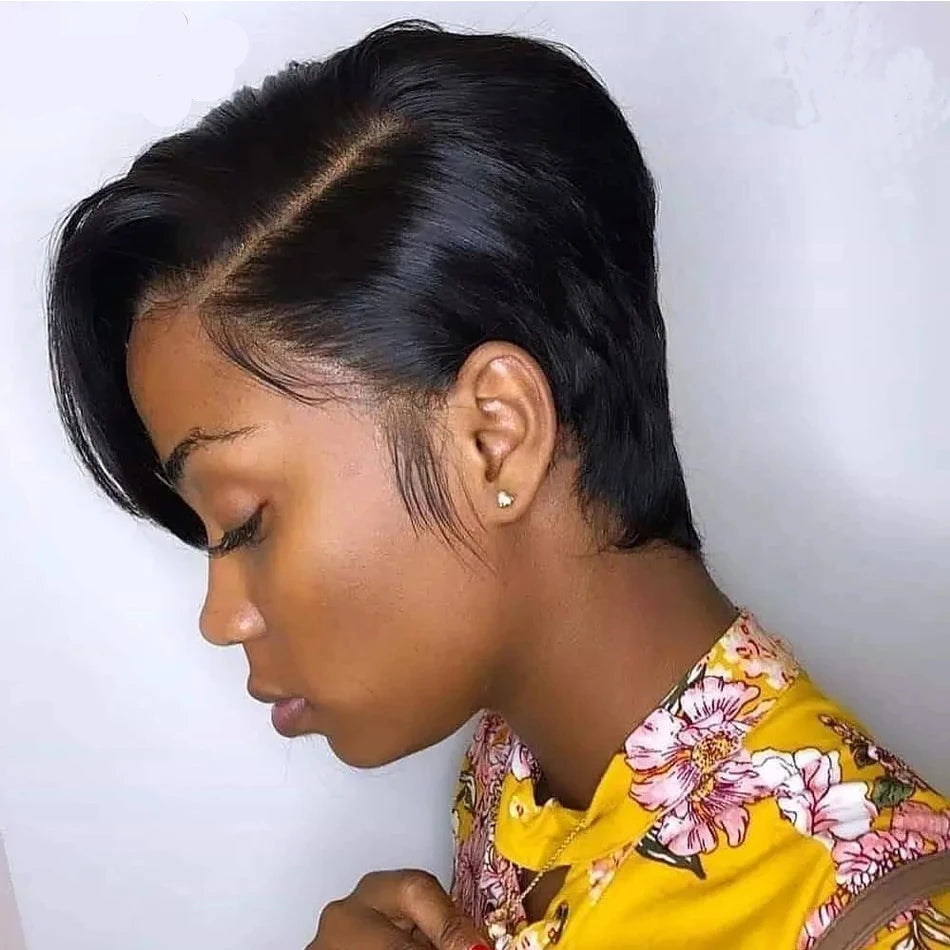 Short Bob Wig Pixie Cut Wig 13x1 T Part Lace Human Hair Wigs For Women Brazilian Remy Hair Straight Cheap Human Hair Wigs