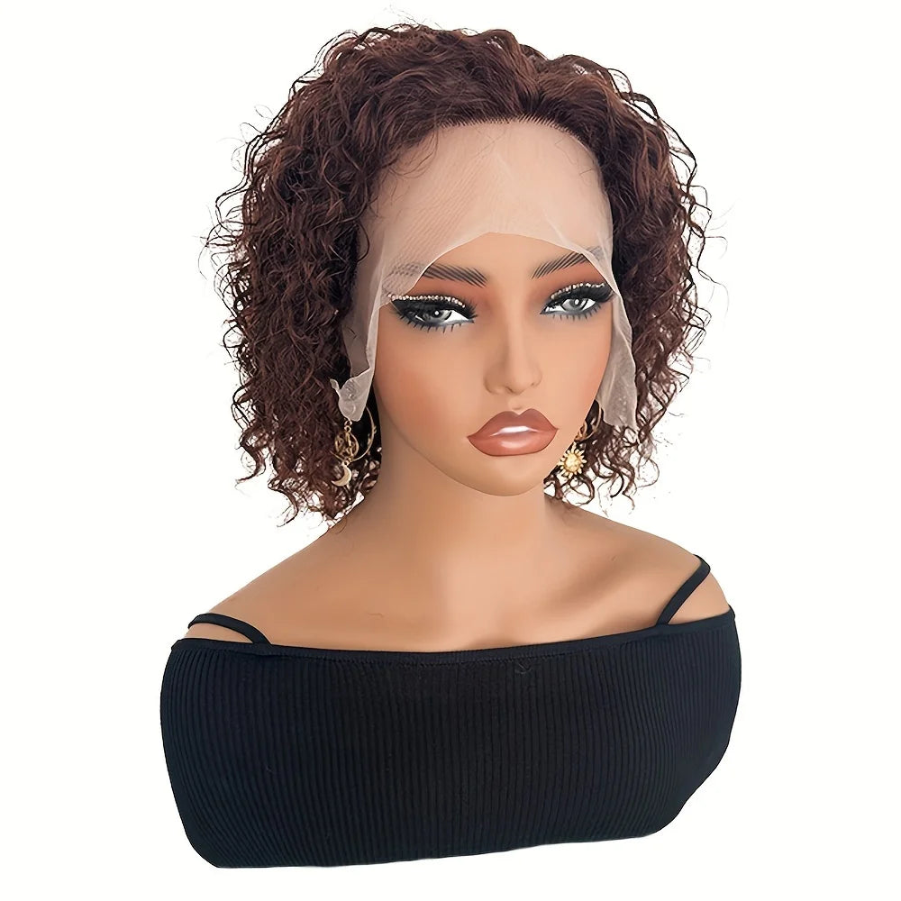 13x1 Pixie Curly Human Hair Wig Pixie Cut Curly Transparent Lace Wigs Brazilian Remy 100% Human Hair Wigs For Black Women