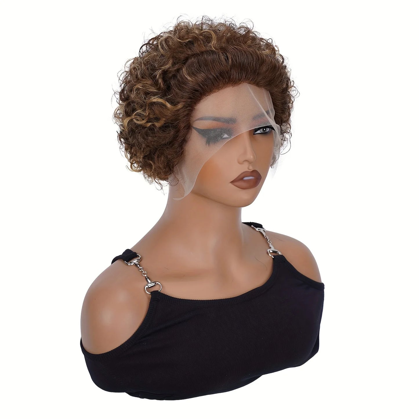 13x1 Pixie Curly Human Hair Wig Pixie Cut Curly Transparent Lace Wigs Brazilian Remy 100% Human Hair Wigs For Black Women