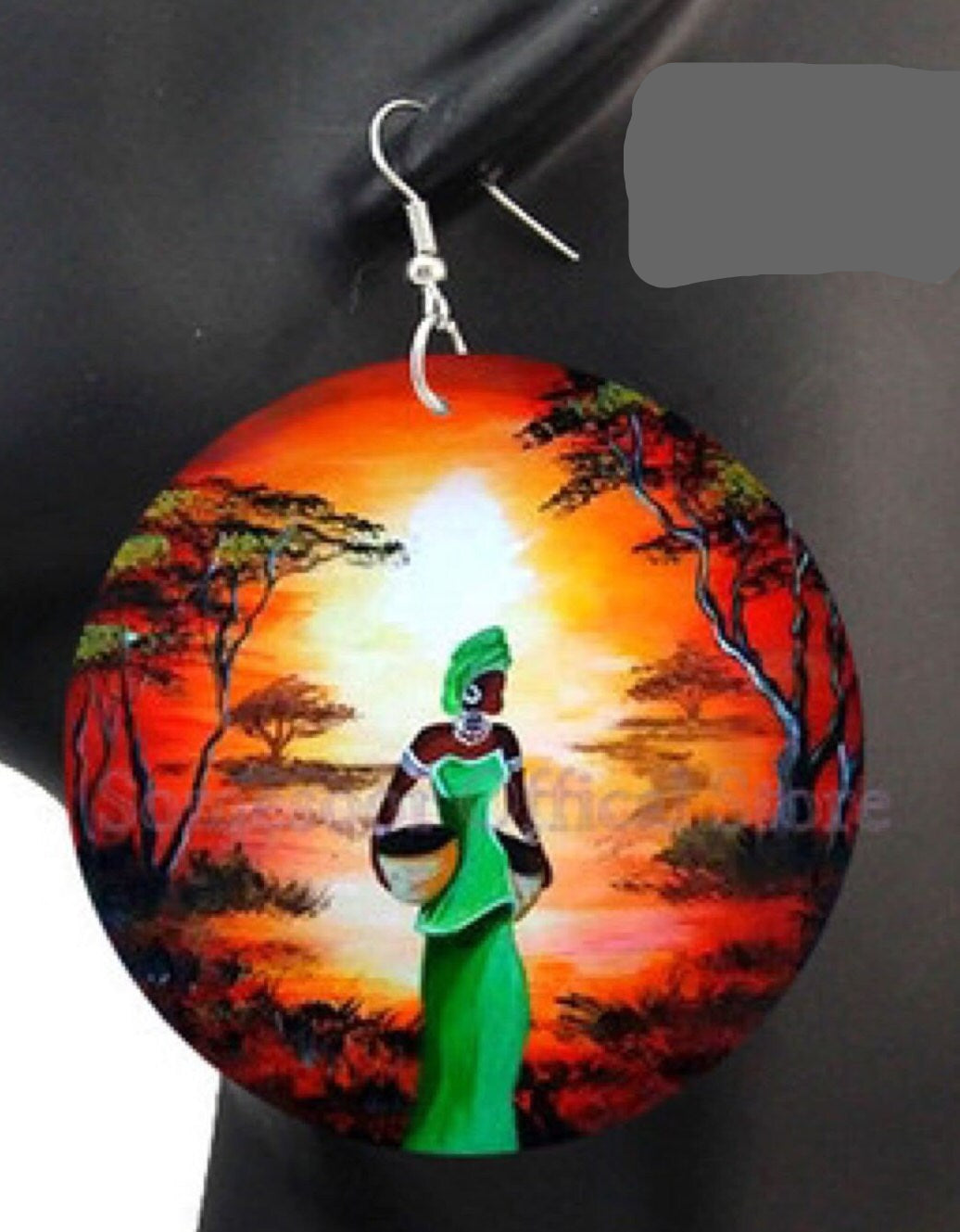 Gorgeous African Woman Sunset Earrings: Double-Sided Designs