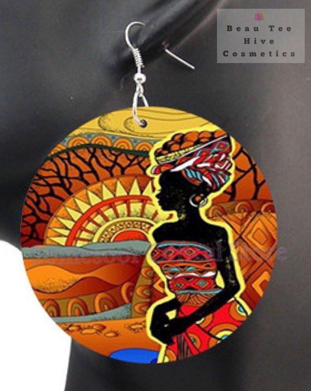 Gorgeous African Woman Sunset Earrings: Double-Sided Designs