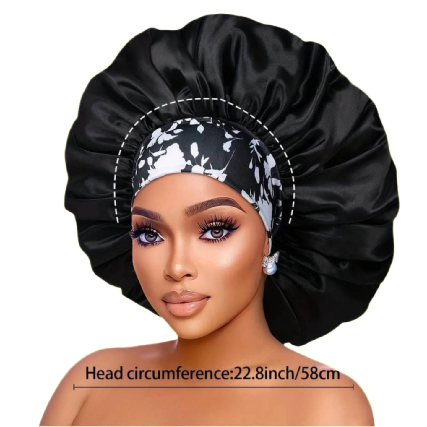 BLACK Large satin bonnet Haircare Comfort