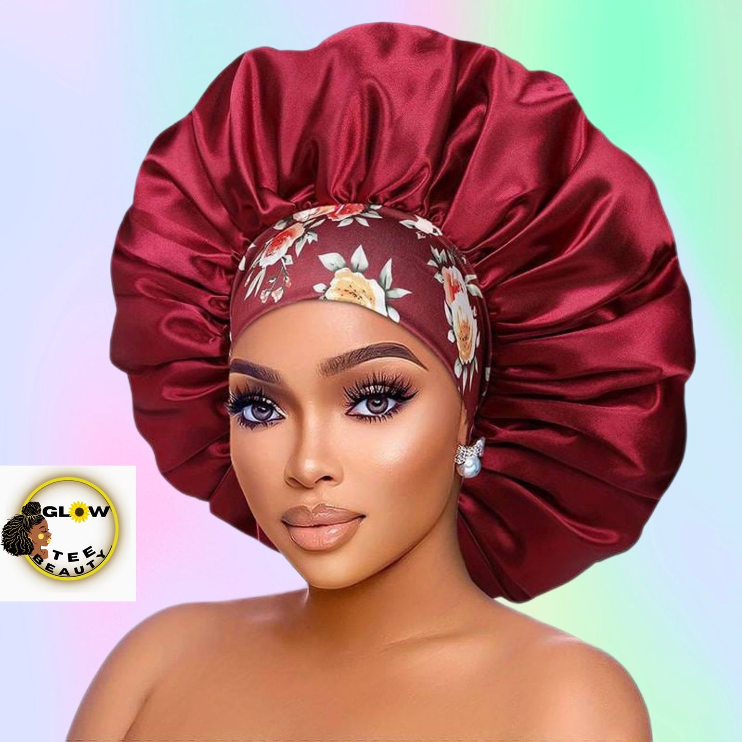 BURGUNDY Large satin bonnet Haircare Comfort