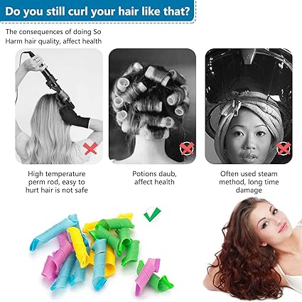 Magic Spiral Heatless Curlers Set – No Heat Hair Rollers for Long & Short Hair, 18-Pack | Heat-Free Curling Kit for Natural, Wavy, and Curly Hairstyles