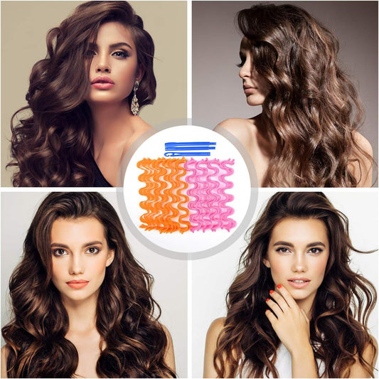 Heatless Hair Rollers – 24Pcs 50cm Spiral Curlers Set with Hook for Women & Girls, No Heat Curls for All Hair Types Including 4C Afro Hair