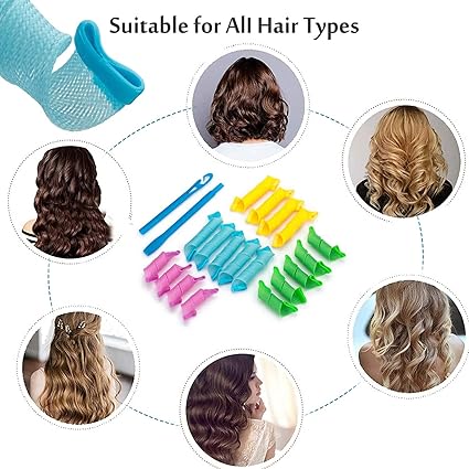 Magic Spiral Heatless Curlers Set – No Heat Hair Rollers for Long & Short Hair, 18-Pack | Heat-Free Curling Kit for Natural, Wavy, and Curly Hairstyles
