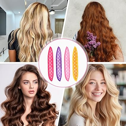 4C Afro Hair Pillow Rollers – 8pcs Soft Sleep-In Sponge Curlers for Spiral Curls, Long, Short, Thick or Thin Hair, 8.1 x 1.38 -RANDOM COLOUR