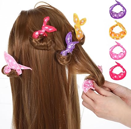 4C Afro Hair Pillow Rollers – 8pcs Soft Sleep-In Sponge Curlers for Spiral Curls, Long, Short, Thick or Thin Hair, 8.1 x 1.38 -RANDOM COLOUR