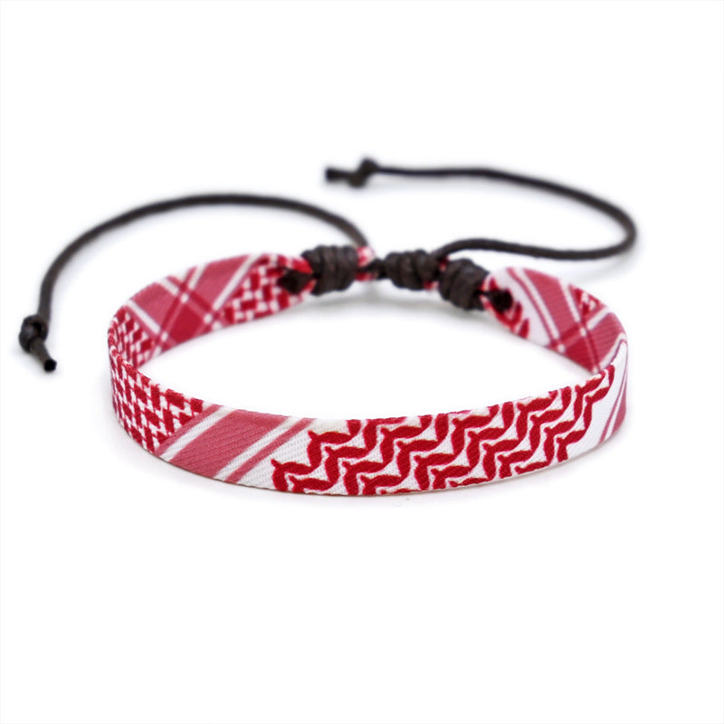 Arabic Headscarf Same Color Multi Color Ethnic Style Bracelet Original Handmade Weaving Fabric Bracelet