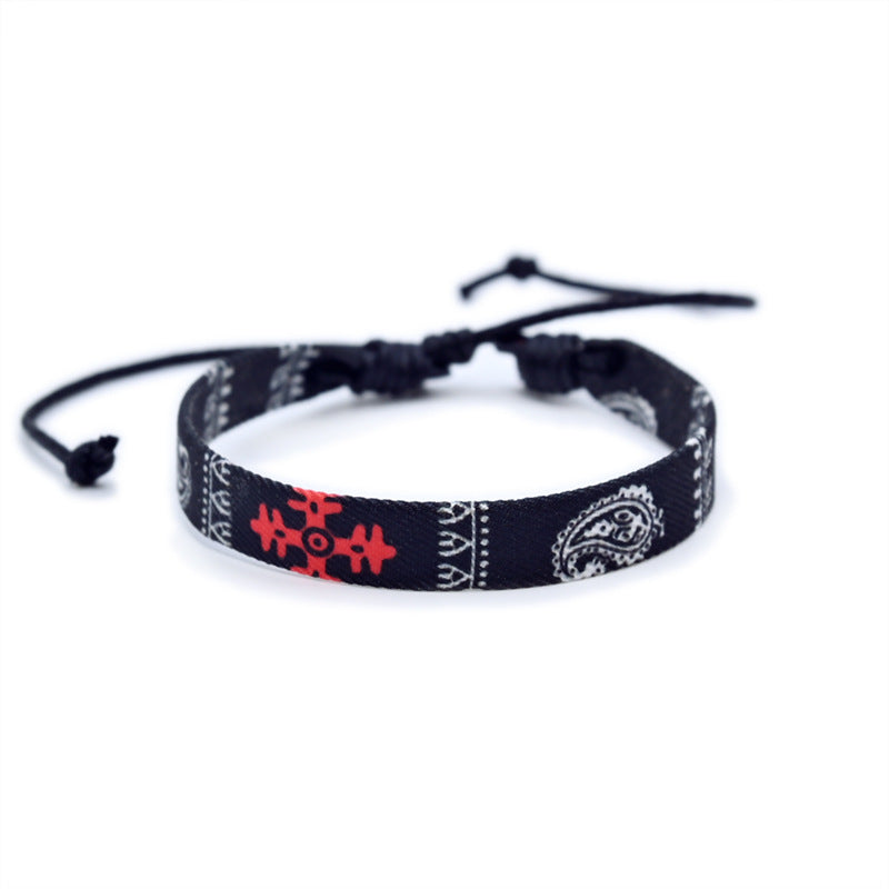 Arabic Headscarf Same Color Multi Color Ethnic Style Bracelet Original Handmade Weaving Fabric Bracelet