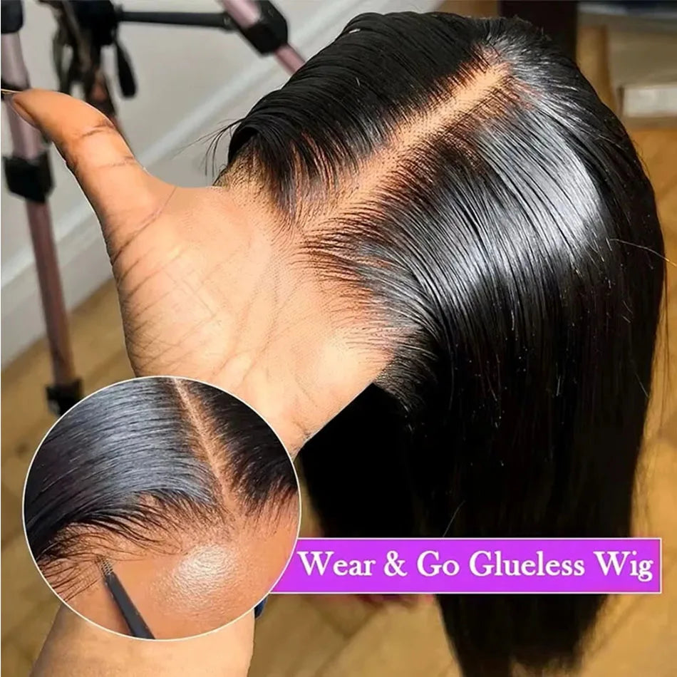 250 Density 6x6 Closure Glueless Wig Bone Straight Lace Frontal Wig Human Hair 30 40 Inch 13x6 13x4 HD Lace Front Wigs For Women