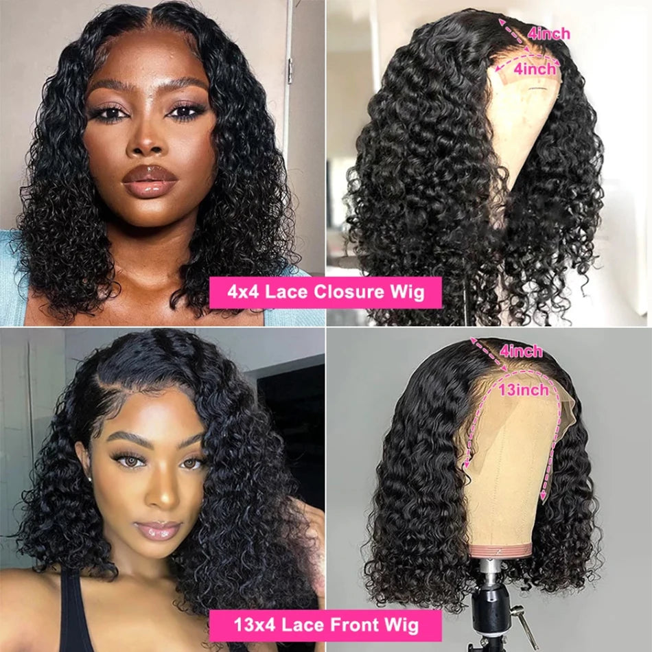 Kinky Curly Bob Wig Lace Front Human Hair Wigs For Women HD Transparent Full Lace Frontal Wig Glueless Wig Cheap Remy Human Hair