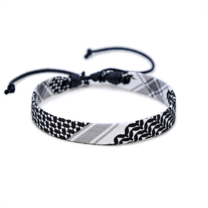 Arabic Headscarf Same Color Multi Color Ethnic Style Bracelet Original Handmade Weaving Fabric Bracelet