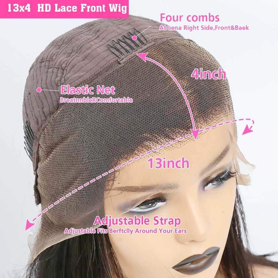 250 Density 6x6 Closure Glueless Wig Bone Straight Lace Frontal Wig Human Hair 30 40 Inch 13x6 13x4 HD Lace Front Wigs For Women