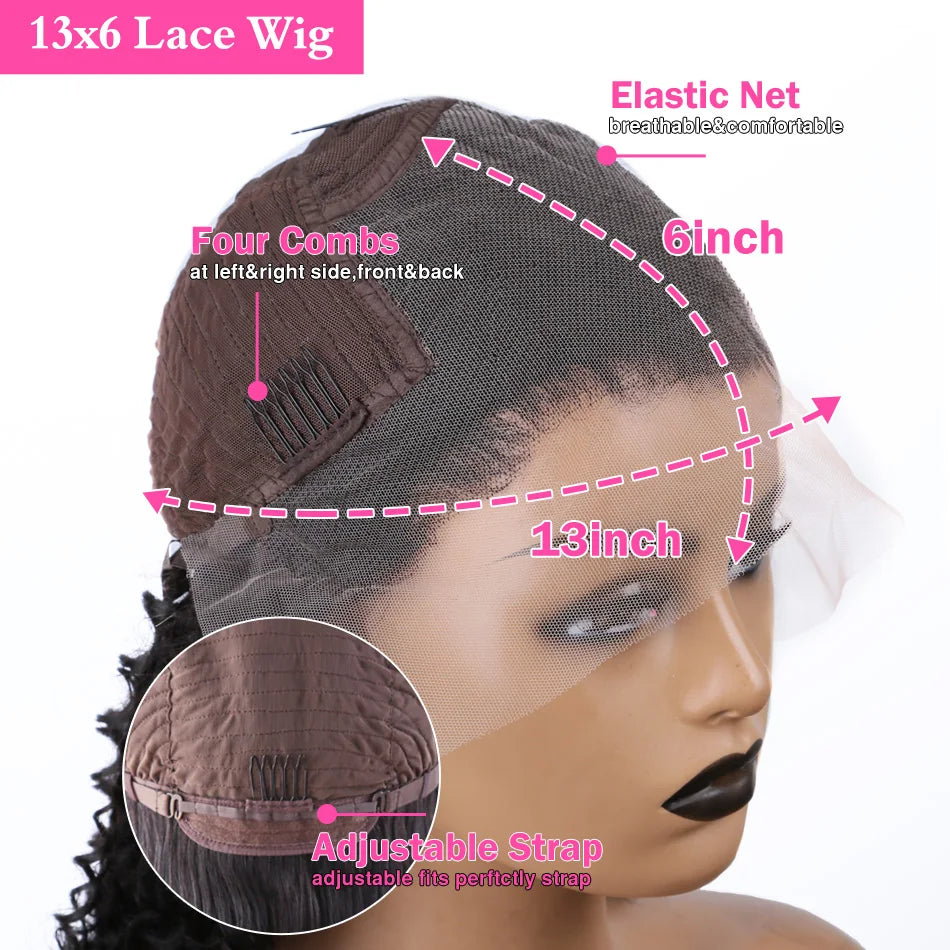 250 Density 6x6 Closure Glueless Wig Bone Straight Lace Frontal Wig Human Hair 30 40 Inch 13x6 13x4 HD Lace Front Wigs For Women