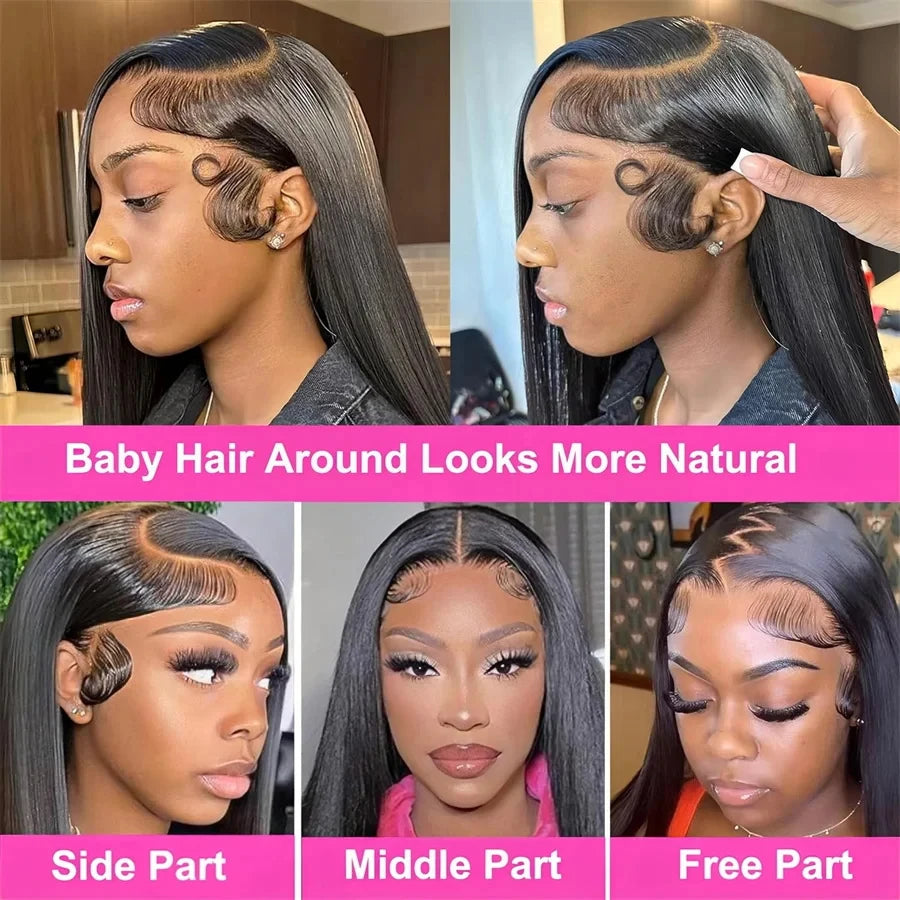 250 Density 6x6 Closure Glueless Wig Bone Straight Lace Frontal Wig Human Hair 30 40 Inch 13x6 13x4 HD Lace Front Wigs For Women