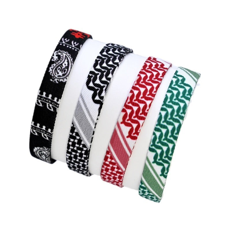 Arabic Headscarf Same Color Multi Color Ethnic Style Bracelet Original Handmade Weaving Fabric Bracelet