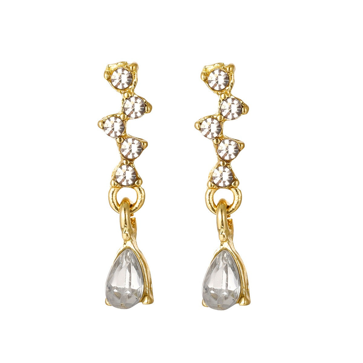 Hot selling diamond inlaid water drop zircon earrings for women's inset style, personalized and simple temperament, high-end feeling, small and exquisite earrings
