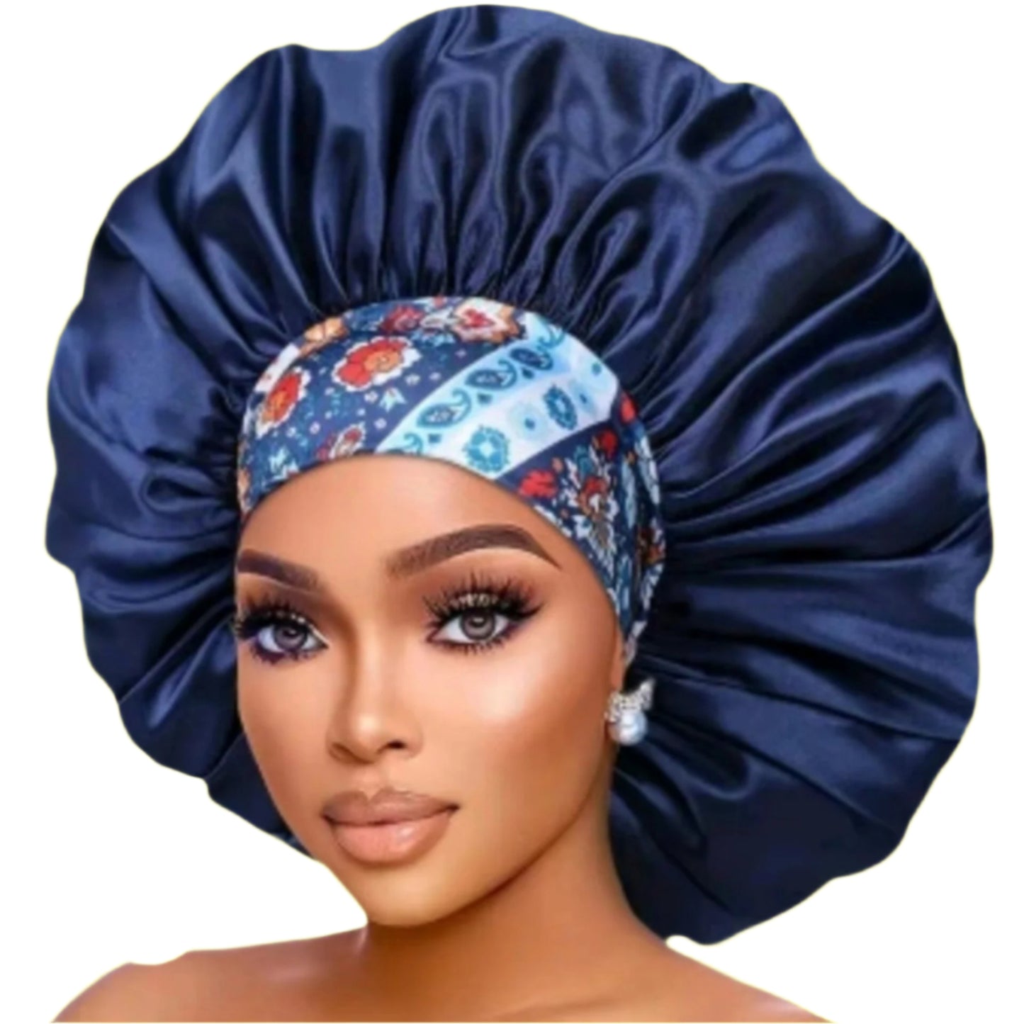 NAVY BLUE Large satin bonnet  Haircare Comfort