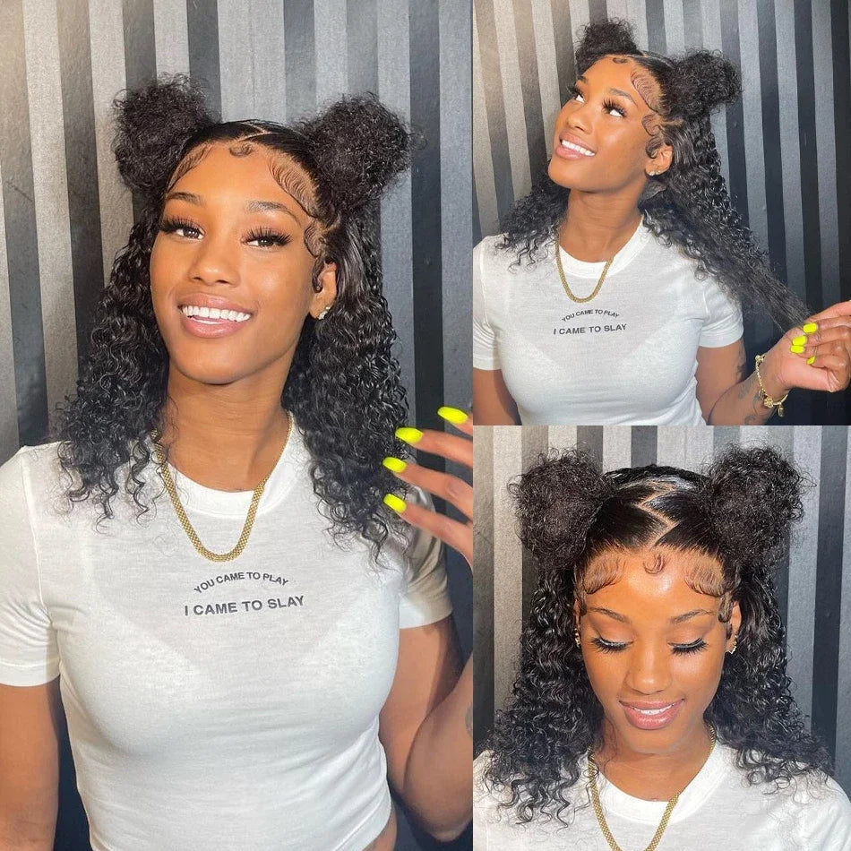 Kinky Curly Bob Wig Lace Front Human Hair Wigs For Women HD Transparent Full Lace Frontal Wig Glueless Wig Cheap Remy Human Hair