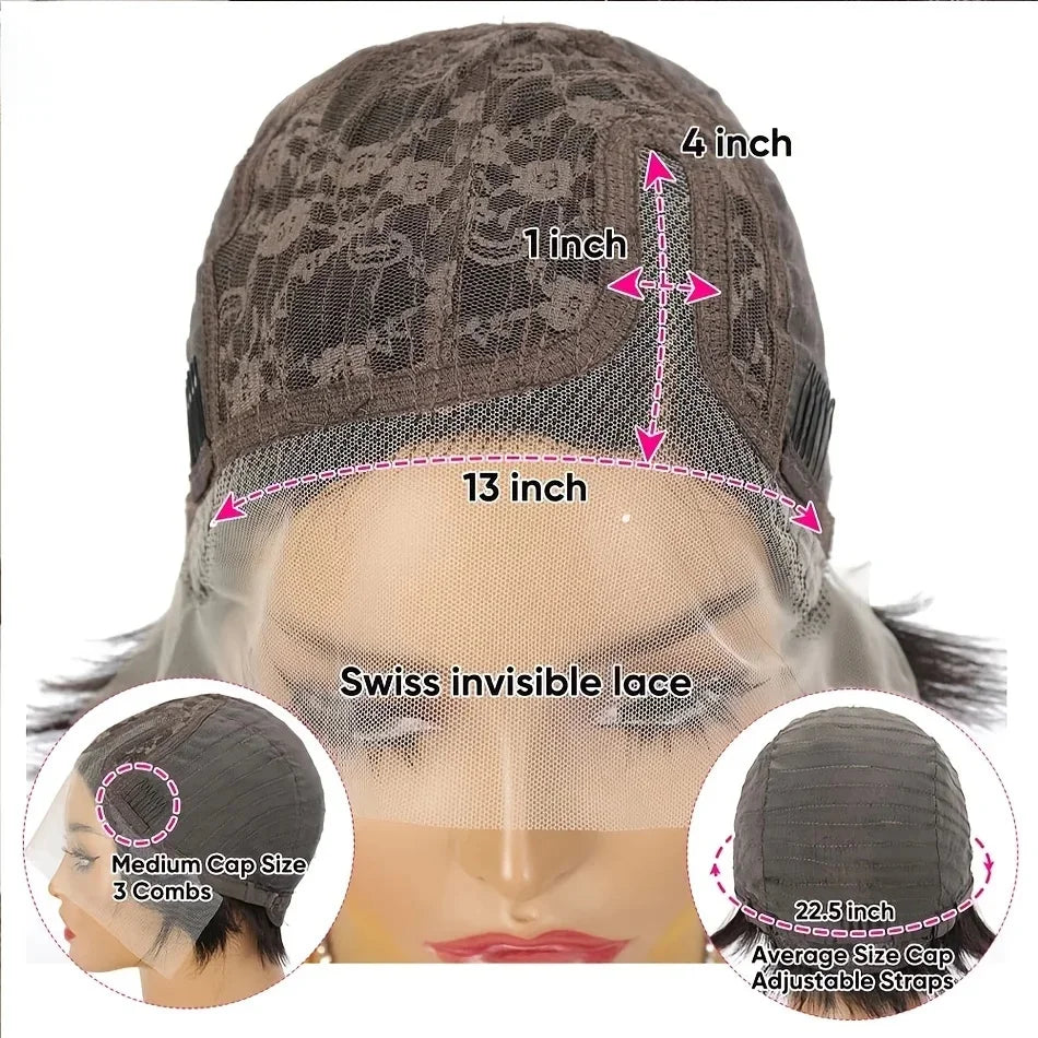 Short Pixie Cut Wigs Human Hair 13x4x1 Side Part Bob Lace Front Human Hair Wigs for Women Hair Remy T Part Lace Wigs