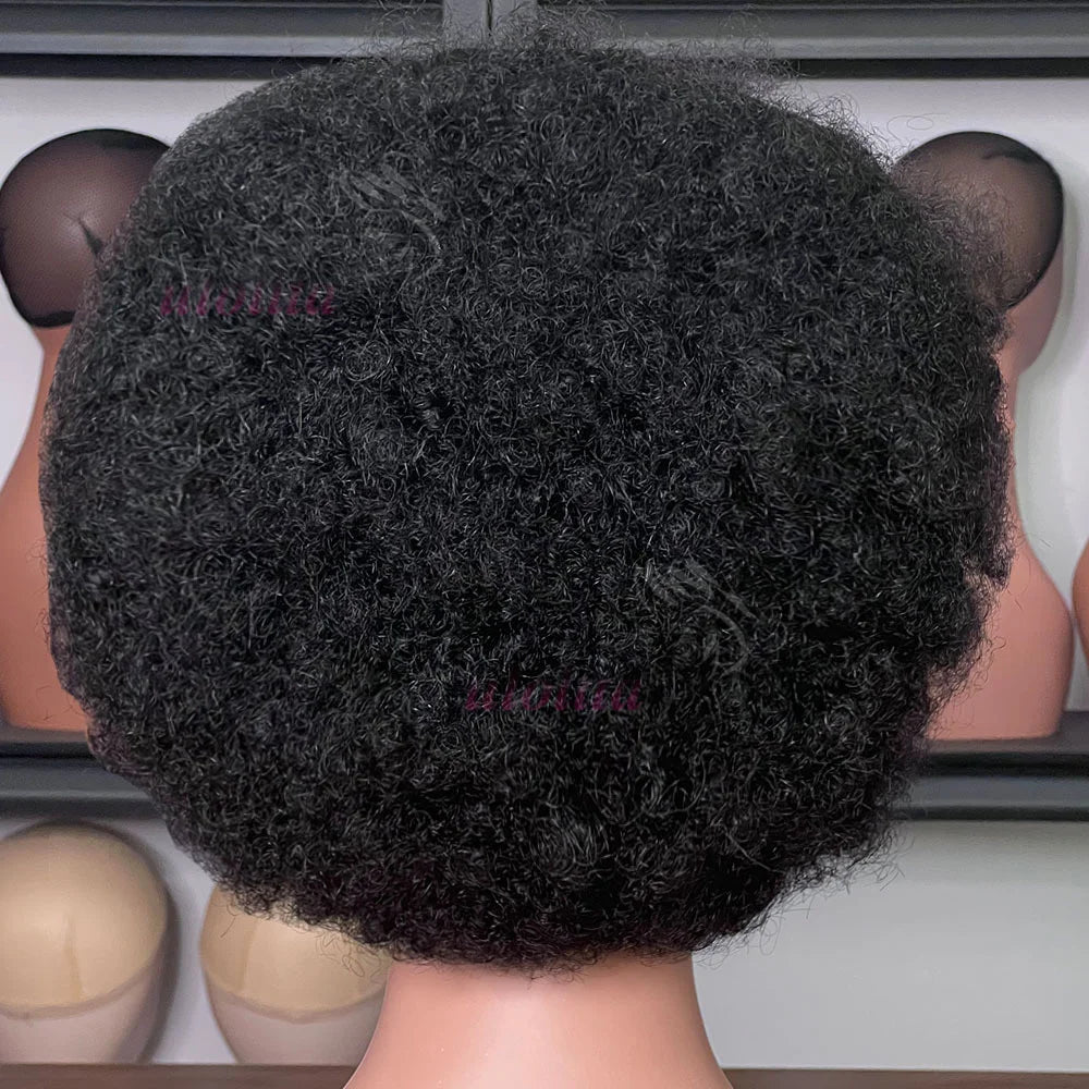 13x4 Lace Frontal Short Afro Kinky Curly Bob Braided Hair Wig 8 Inch Black Human Hair Wigs PrePlucked Bouncy Curly Wig for Women