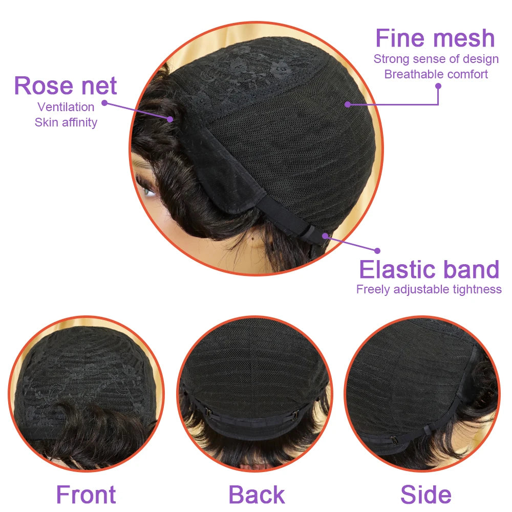 100% Human Hair Afro Curly Wig for Women – Natural Pixie Chic, Comfort Rose Net | Easy Machine Made