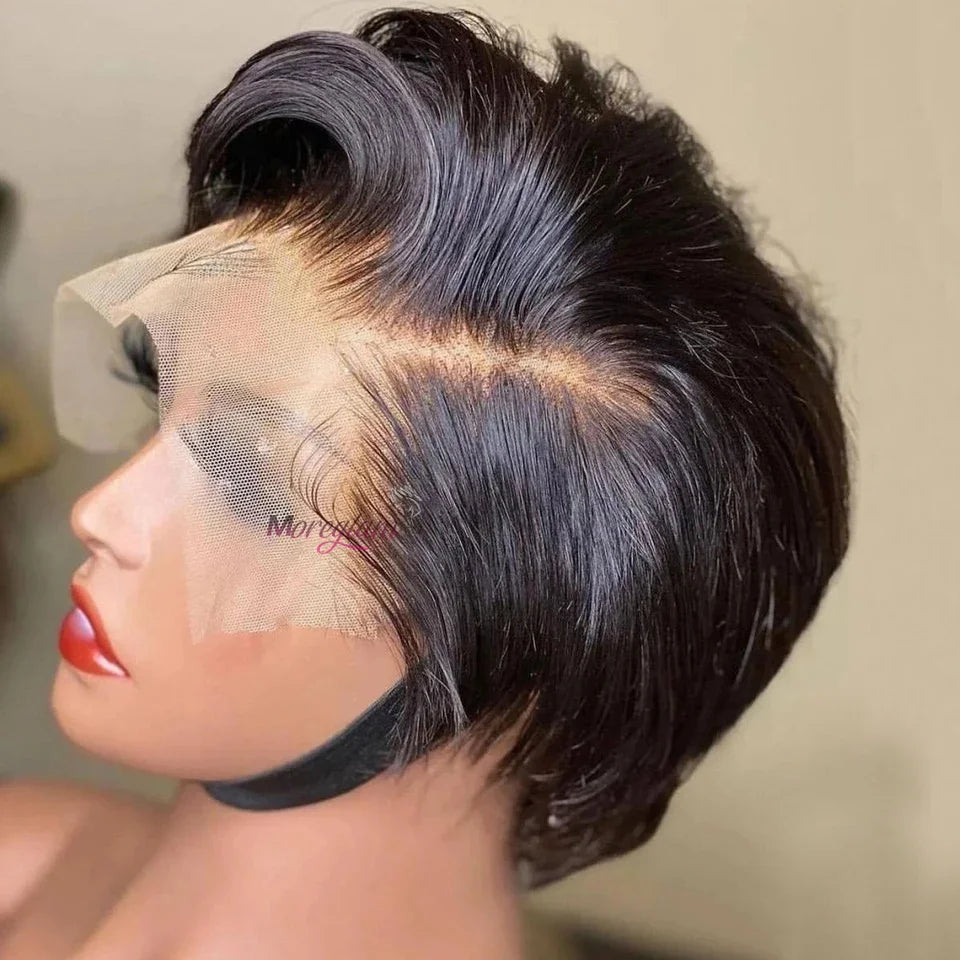 Straight Pixie Cut Short Bob Wigs Human Hair 13x4 Transparent Lace Front Human Hair Wig T Part Lace Wig Brazilian Hair For Women