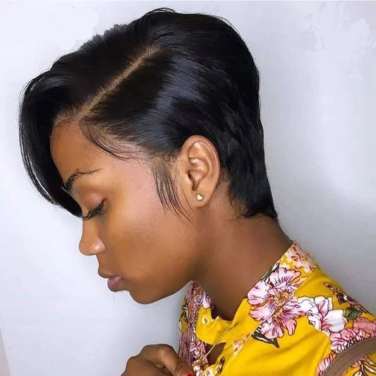 Short Bob Wig Pixie Cut Wig 13x1 T Part  Lace Human Hair Wigs For Women Brazilian Remy Hair Straight Cheap Human Hair Wigs