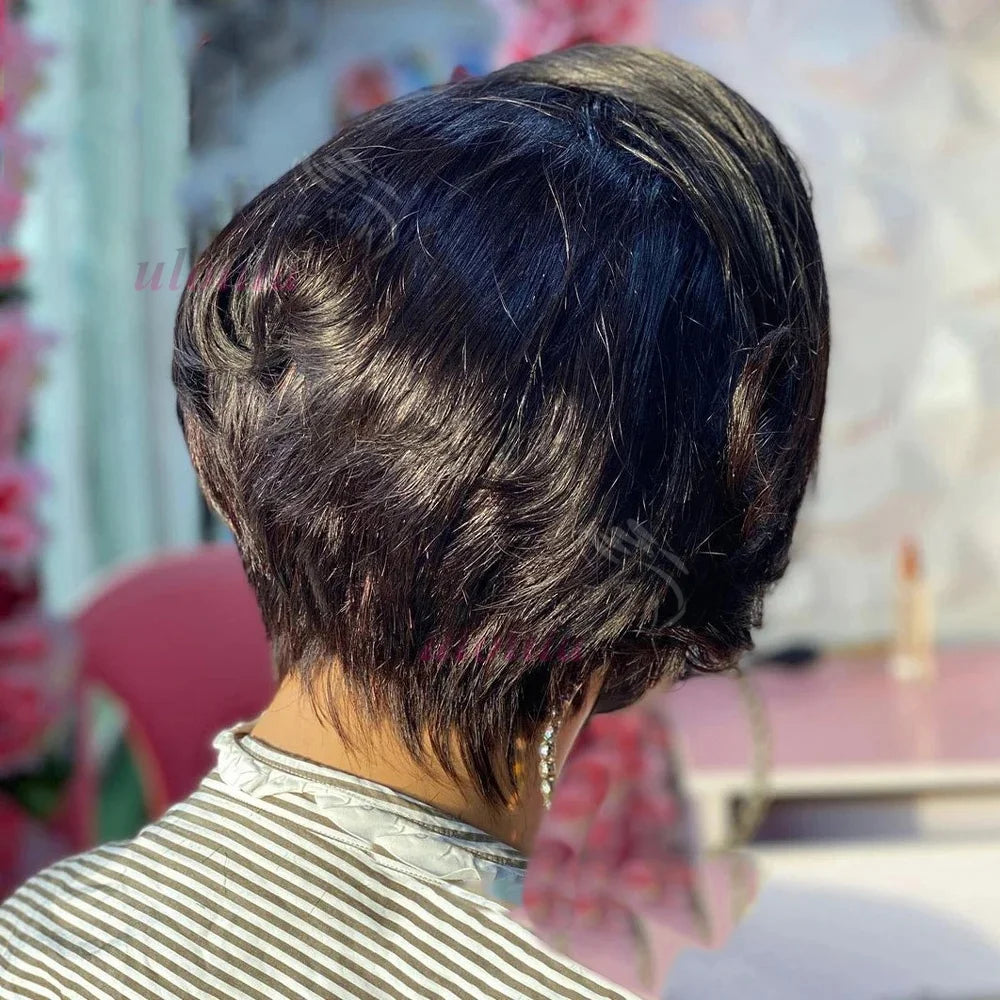 Pixie Cut 13x4 Transparent Lace Front Wigs For Women Short Bob Wig Brazilian Straight hd Lace Frontal Human Hair Wig 200 Density