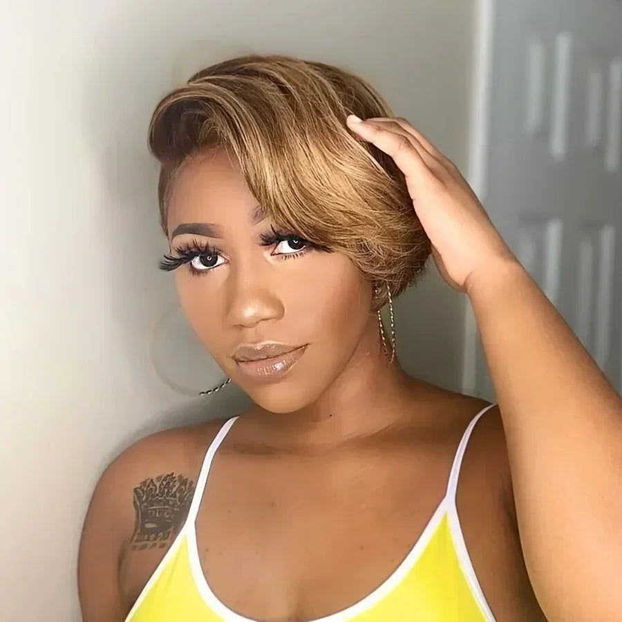 Short Pixie Cut Wigs Human Hair 13x4x1 Side Part Bob Lace Front Human Hair Wigs for Women Hair Remy T Part Lace Wigs