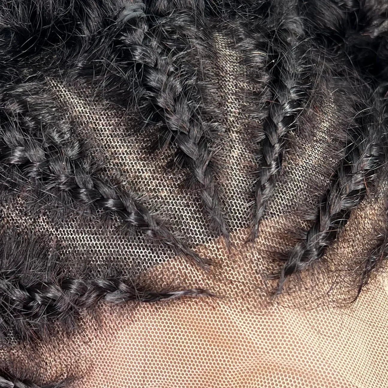 13x4 Lace Braided Wig Handmade Human Hair Afro 13x4 Lace Frontal Wig Cornrow Soft Afro Kinky Curly Wig Wog for Black Women