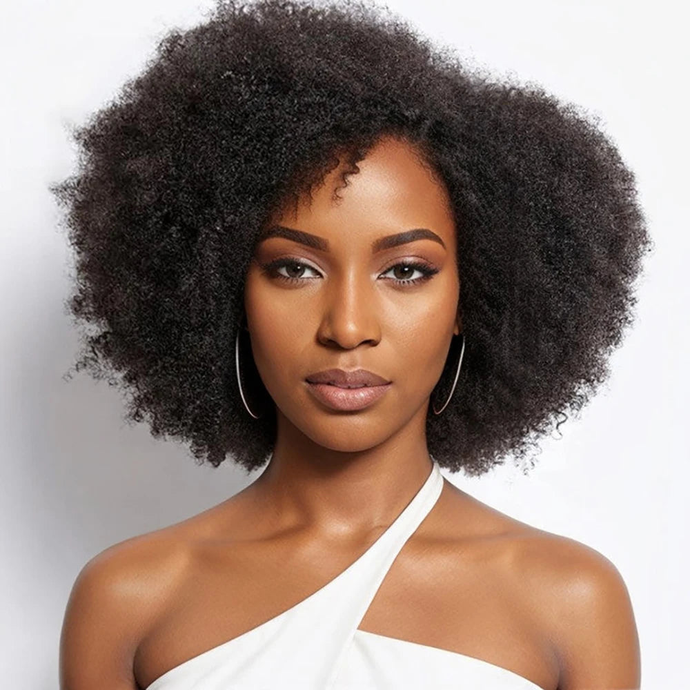 Afro Wigs for Black Women Kinky Curly Lace Front Wig Afro Short Bob Human Hair Wig 13x4x2 HD Lace Natural Hairline Glueless 250%