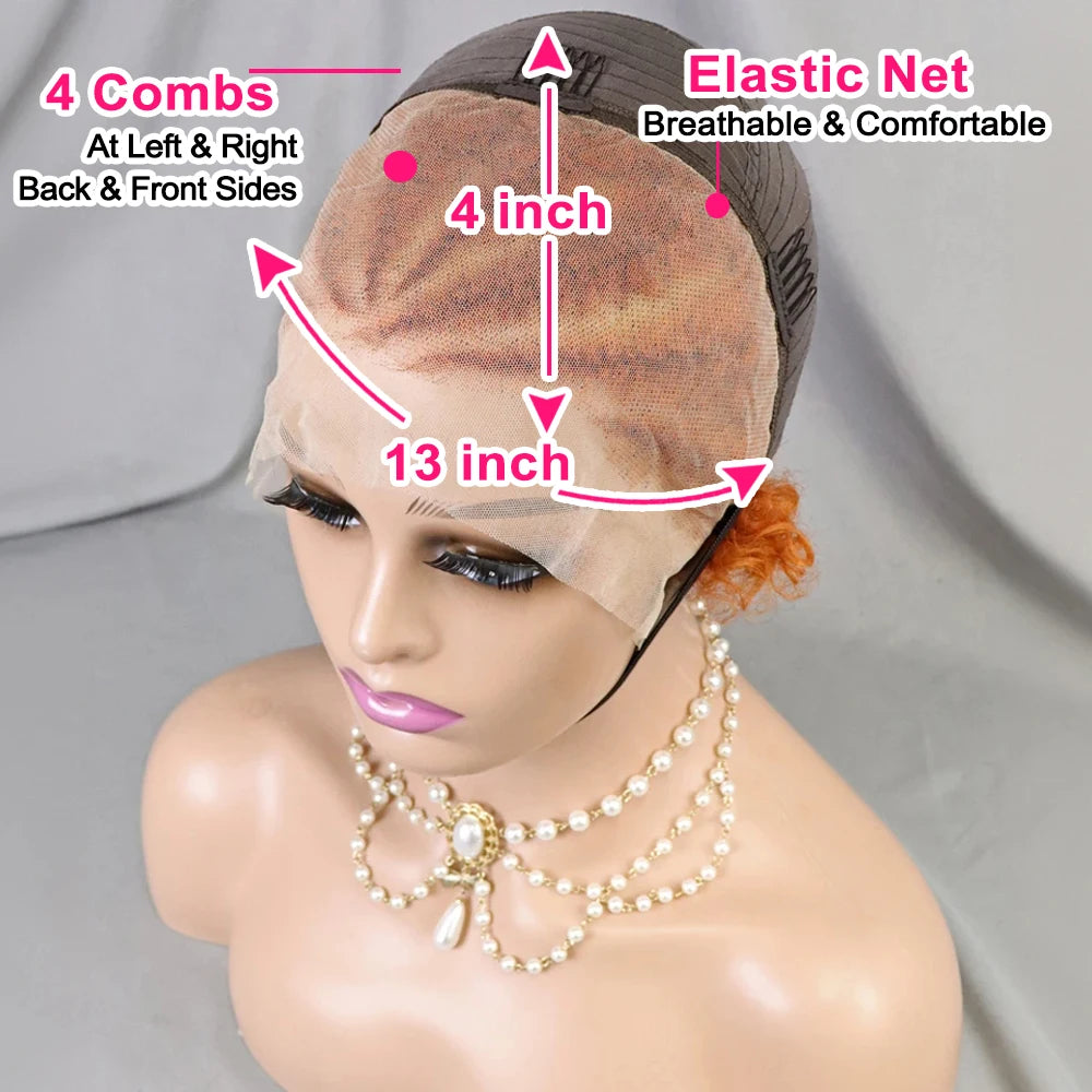 13x4 Lace Frontal Short Afro Kinky Curly Bob Braided Hair Wig 8 Inch Black Human Hair Wigs PrePlucked Bouncy Curly Wig for Women