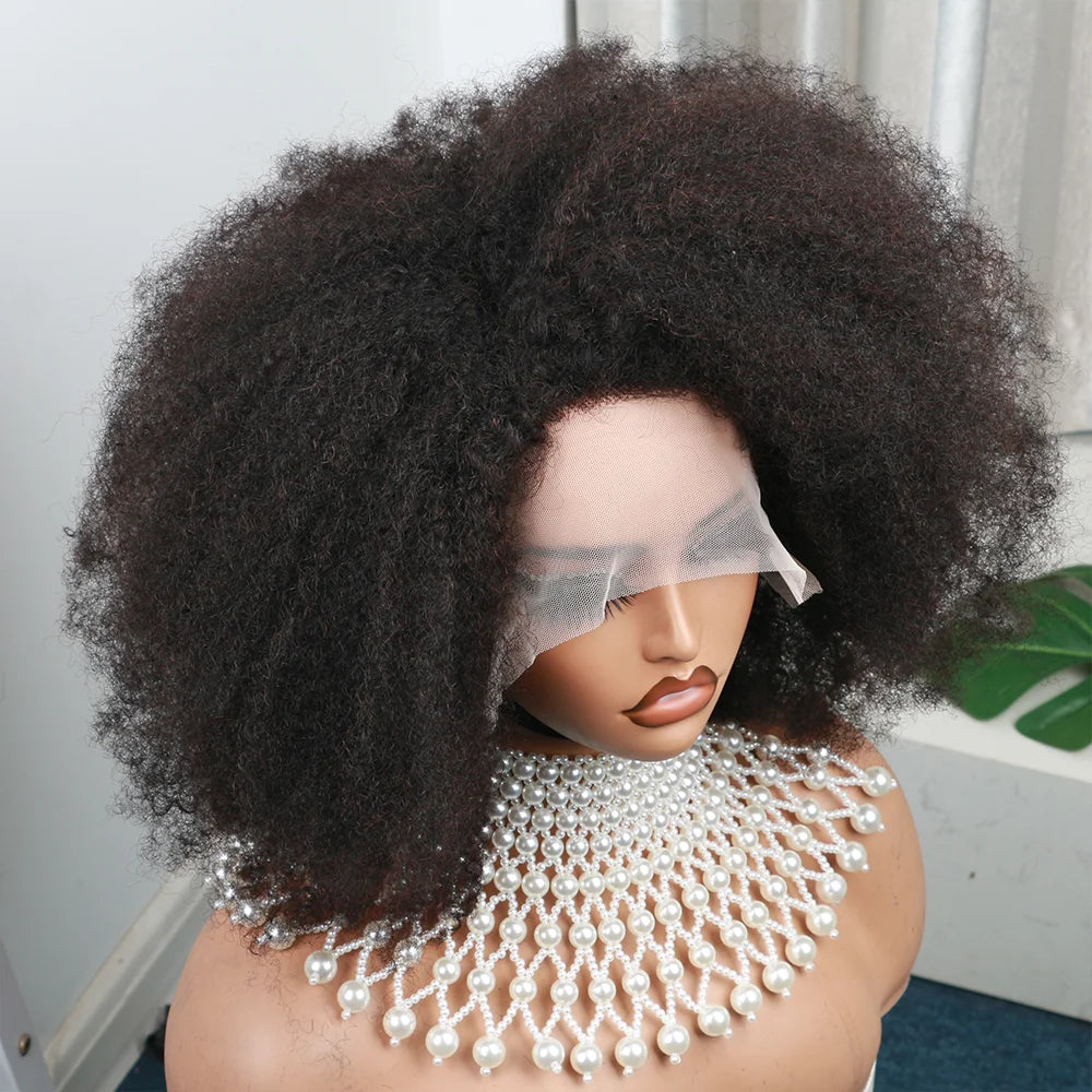 Women's Short Afro Kinky Curly Hair Black Wigs for Black Women Afro Wig Large Bouncy and Soft Natural Looking Premium Human Hair
