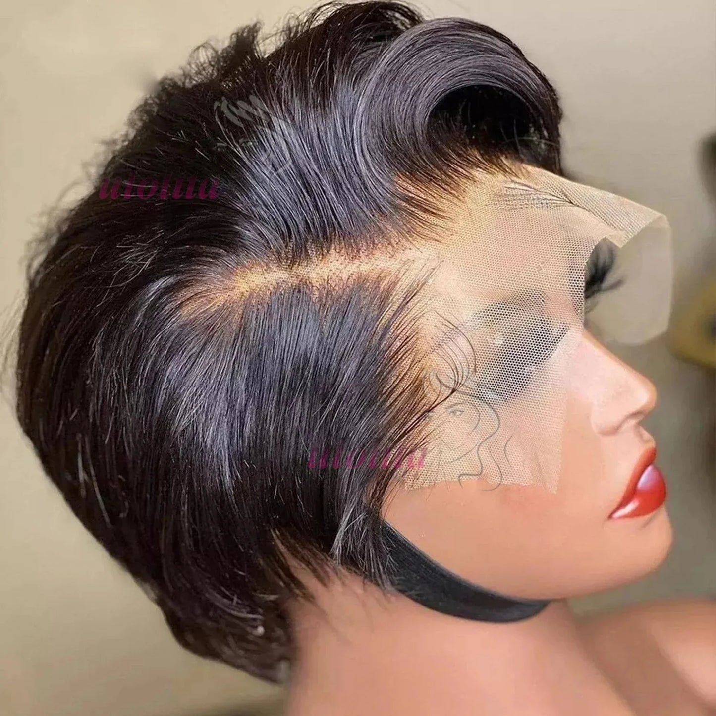 Pixie Cut 13x4 Transparent Lace Front Wigs For Women Short Bob Wig Brazilian Straight hd Lace Frontal Human Hair Wig 200 Density