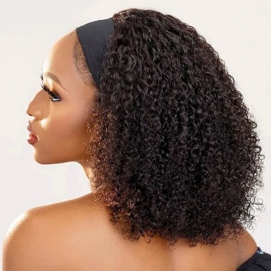 Kinky Curly Human Hair Headband Wig For Black Women 250% Density Glueless Brazilian Remy Jerry Curl Full Machine Made Hair