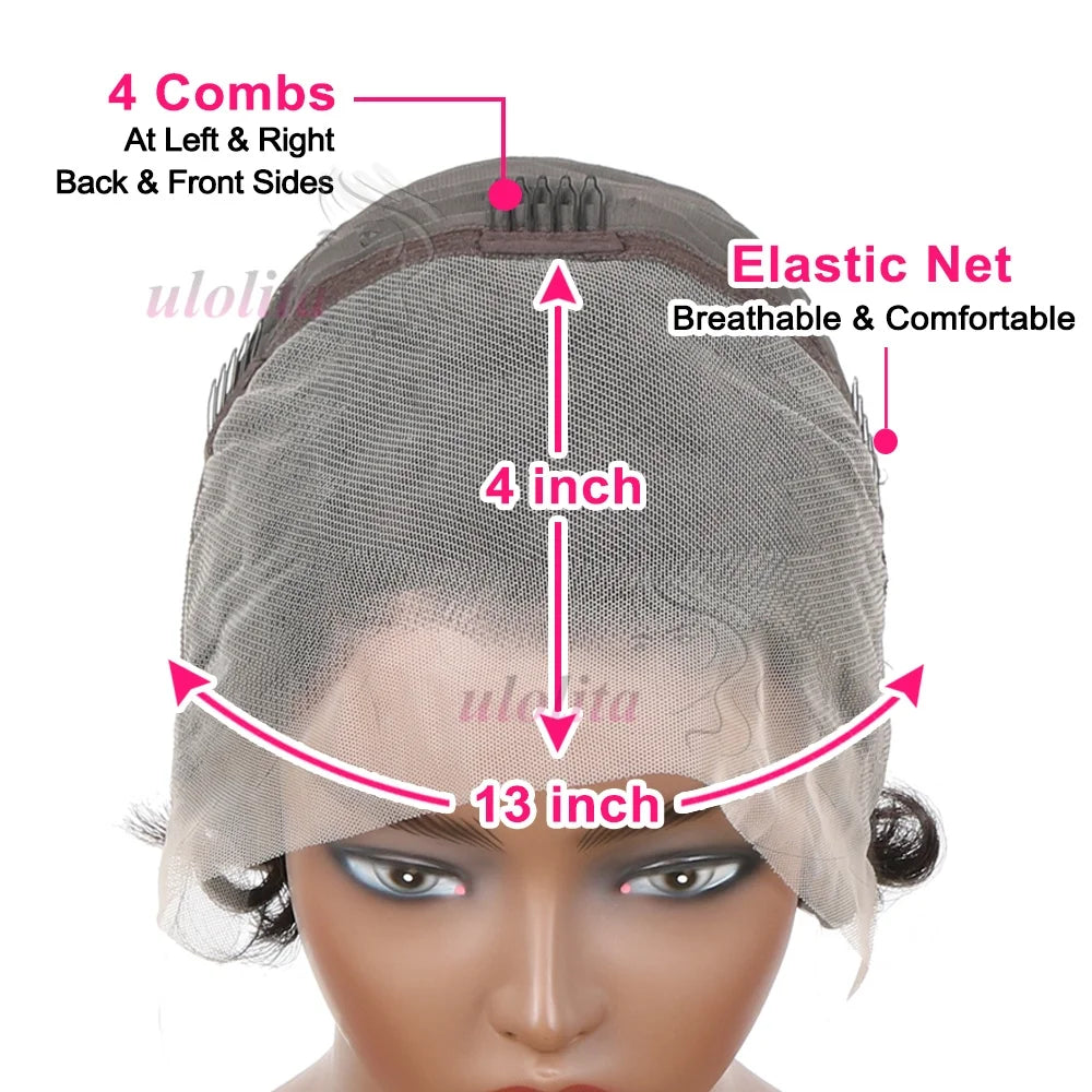 Pixie Cut 13x4 Transparent Lace Front Wigs For Women Short Bob Wig Brazilian Straight hd Lace Frontal Human Hair Wig 200 Density
