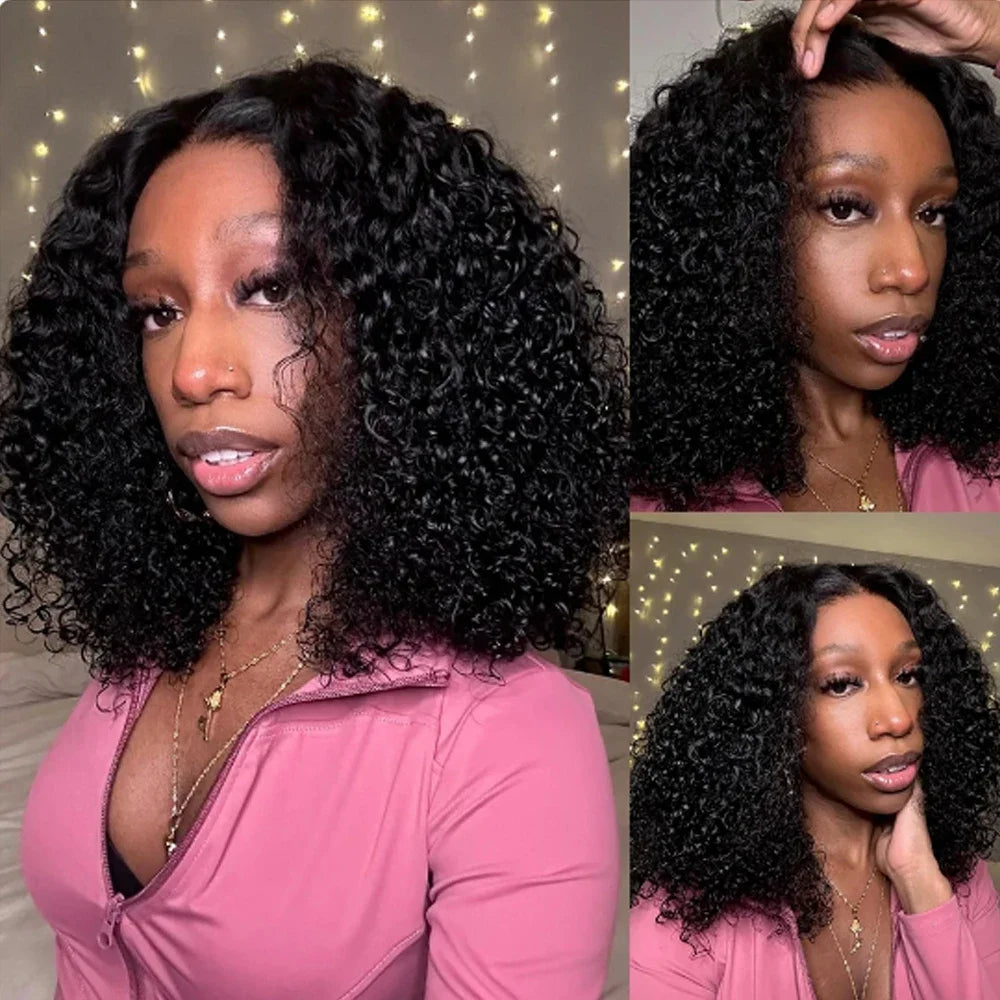 Kinky Curly Bob Wig Lace Front Human Hair Wigs For Women HD Transparent Full Lace Frontal Wig Glueless Wig Cheap Remy Human Hair