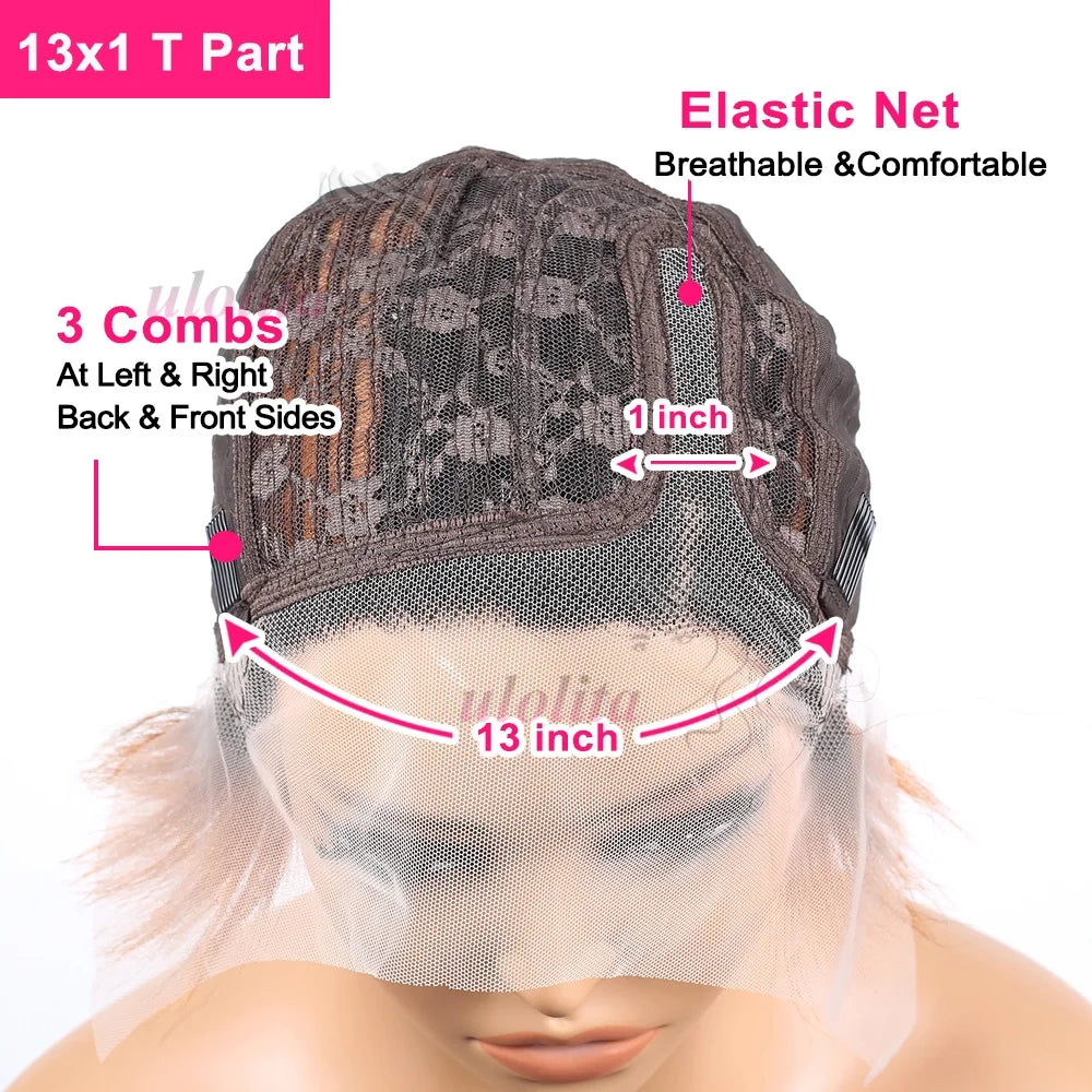 Pixie Cut 13x4 Transparent Lace Front Wigs For Women Short Bob Wig Brazilian Straight hd Lace Frontal Human Hair Wig 200 Density