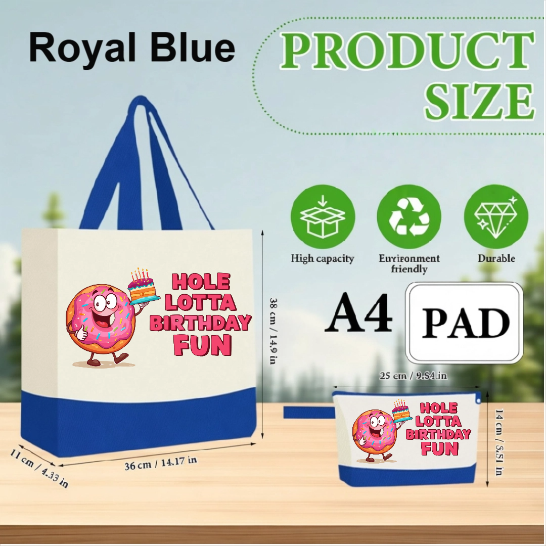 Hole Lotta Birthday Fun Canvas Tote Bag with Matching Pouch | Funny Birthday
