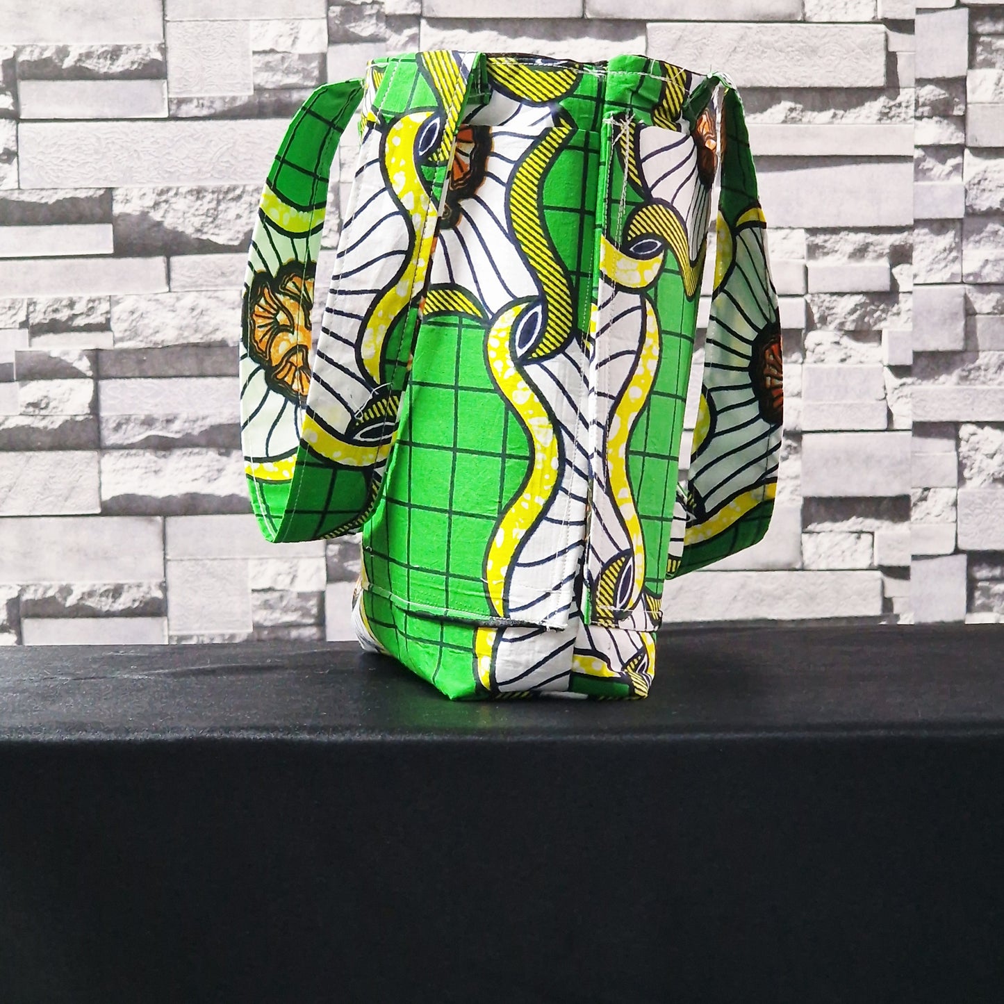 Statement Multicolour bag with refreshing Green hues” handmade tote bag, African print tote, fabric shopping bag