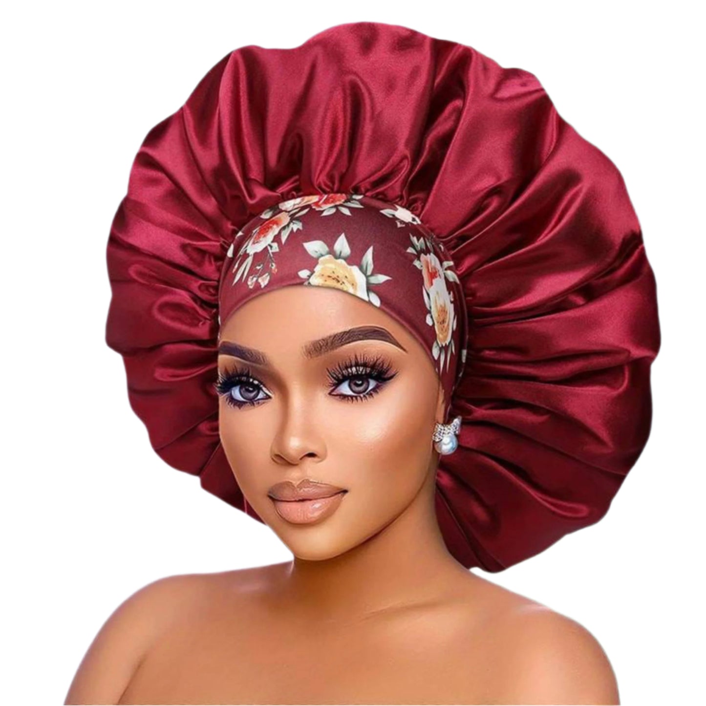 BURGUNDY Large satin bonnet  Haircare Comfort
