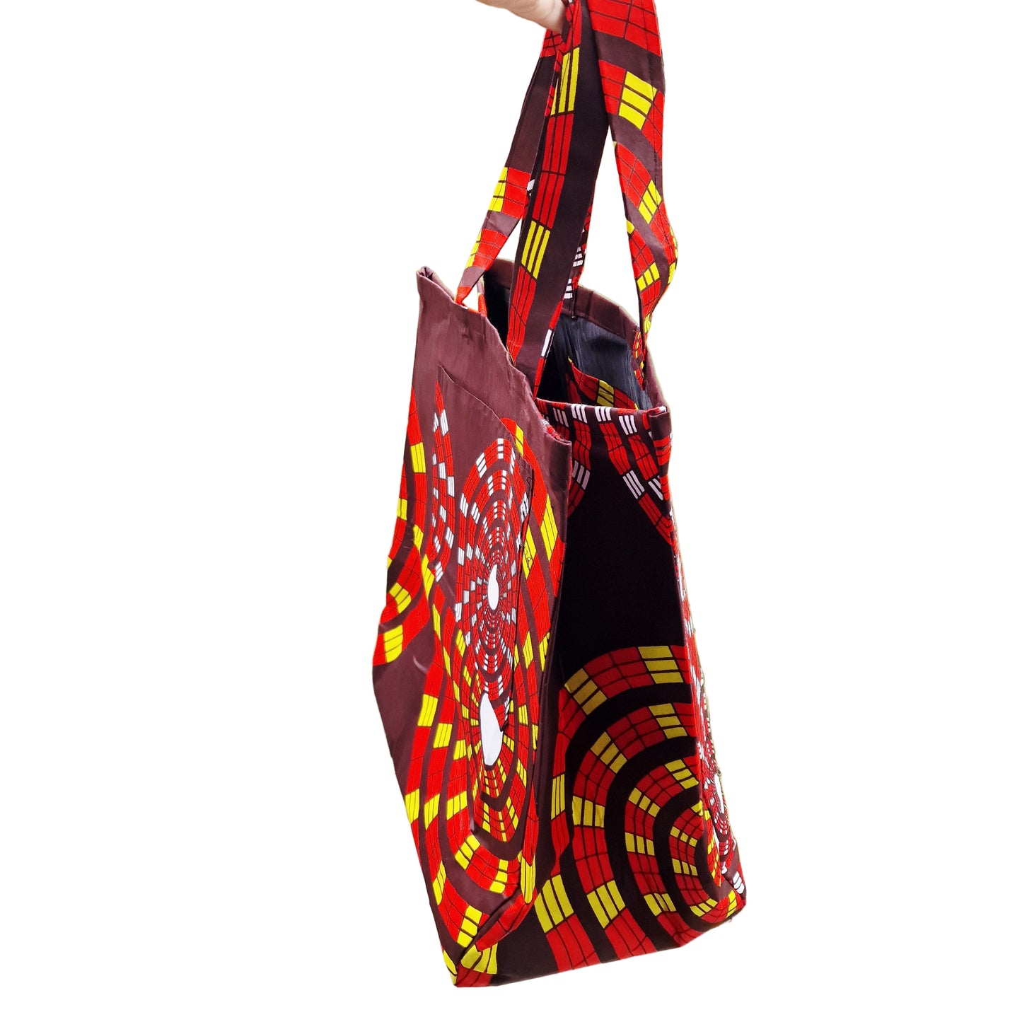 African Heritage Tote Bag - Handmade Fabric Shoulder Bag for Women