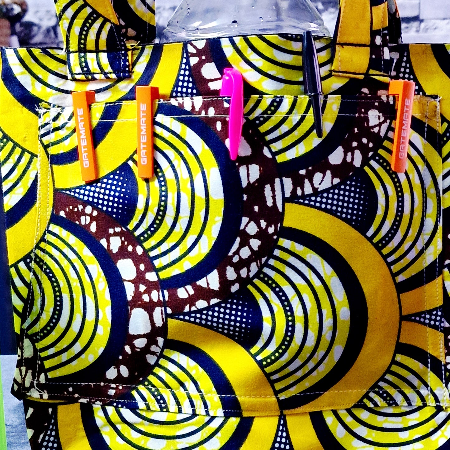 African Heritage Tote Bag. Yellow hues Handmade Fabric Shoulder Bag for Women